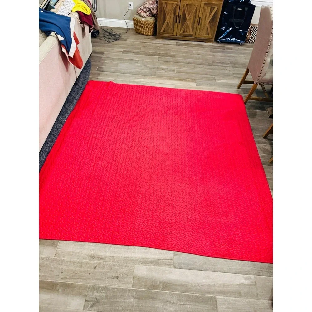 Buc-ees Quilt Throw Blanket Large Red Multi Tie Dye Patchwork Graphic 87x87